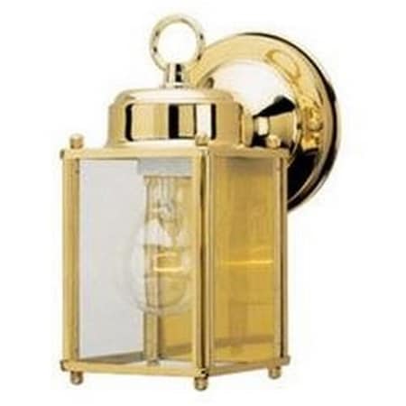 Westinghouse One Light Outdoor Wall Lantern, Polished Brass With Clear Glass Panels 6693600